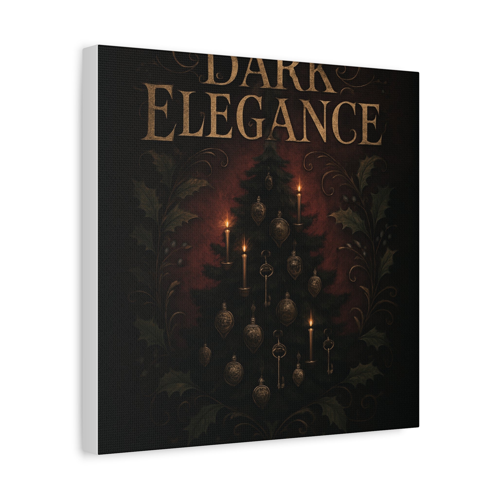 Elegance Christmas Canvas Wall Art — Vintage Candlelit Tree Matte Stretched Print