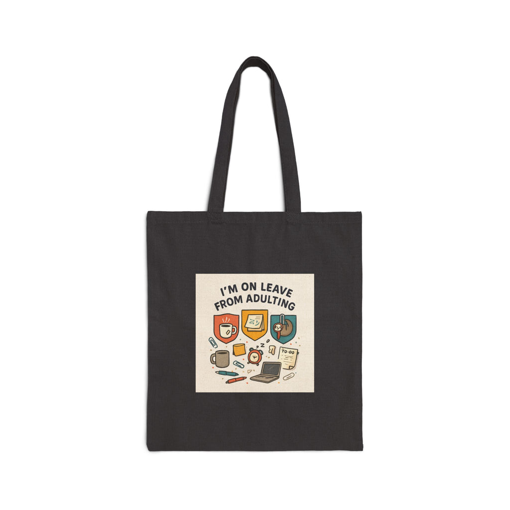 Tote Bag — "I’m On Leave From Adulting" Cute Retro Canvas Tote for Students & Young Adults