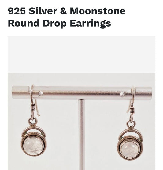 Sterling silver & natural moon stone hook earrings
