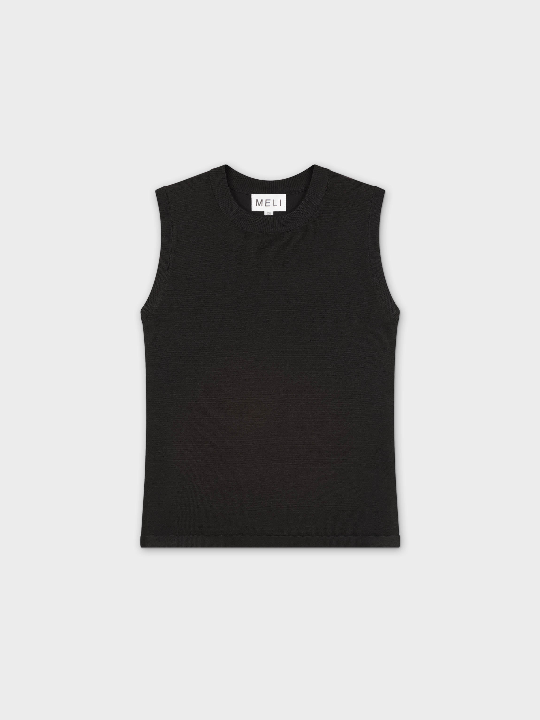 SLEEVELESS CREW SWEATER-BLACK