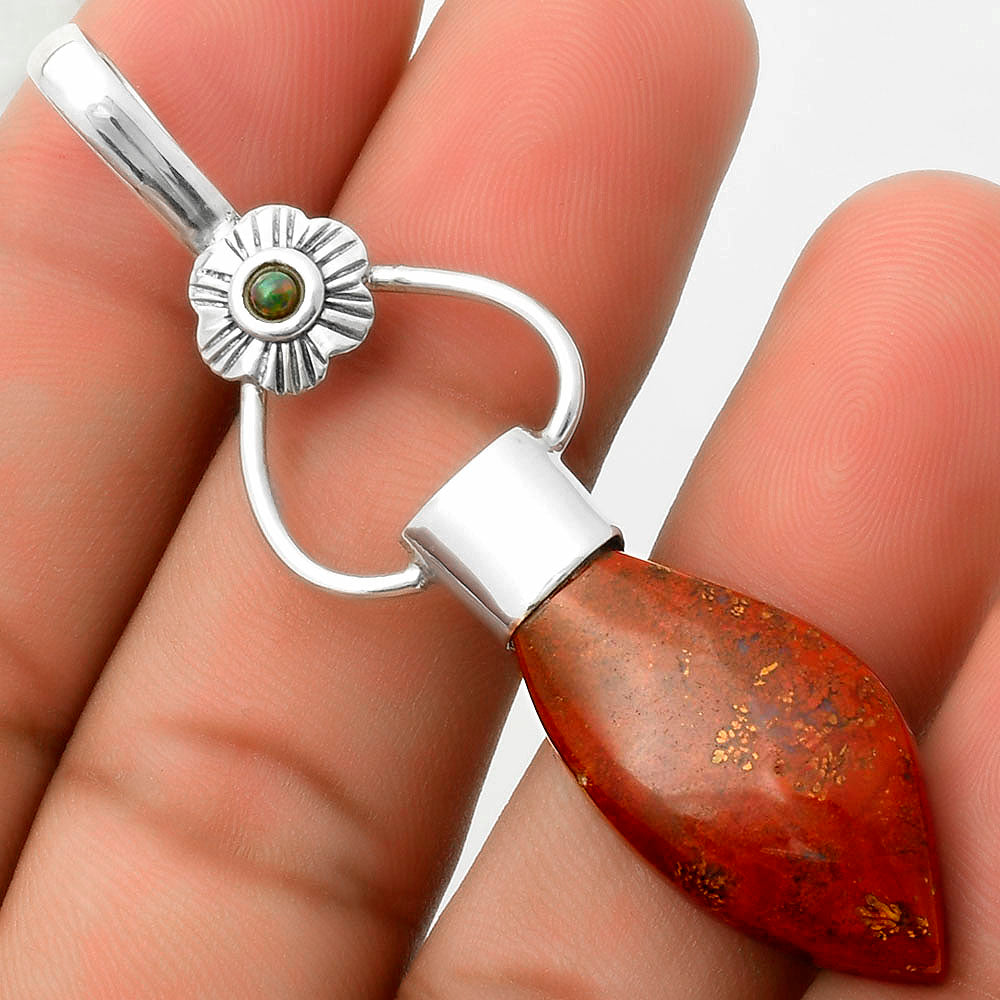 Red Moss Agate & Black Ethiopian Opal Pendant P-1583 SDP117140