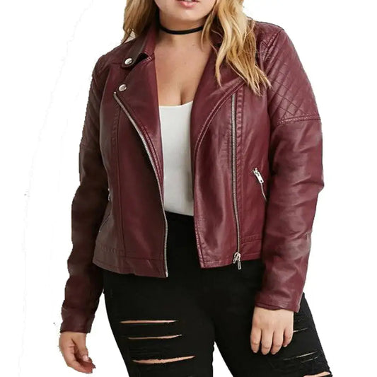 Women’s Lightweight Plus Size Genuine Leather Jacket