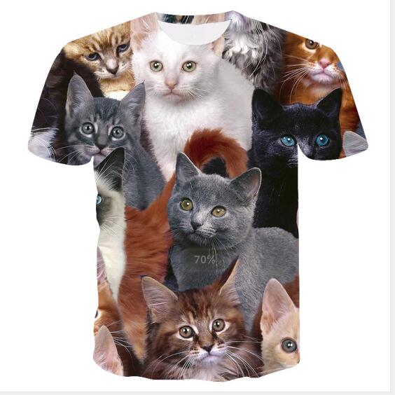 Night cat lady T-shirt women's short sleeves top 3d harajuku Tees top plus size animal T-shirt t shirt women