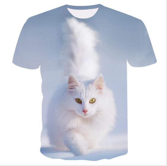 Night cat lady T-shirt women's short sleeves top 3d harajuku Tees top plus size animal T-shirt t shirt women