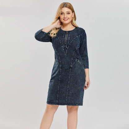 Women's Plus Size Fashion Denim Dress High Flexibility Slim Fit Dress Casual Dress New knitted denim
