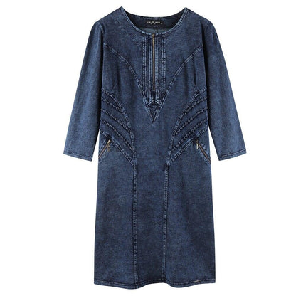 Women's Plus Size Fashion Denim Dress High Flexibility Slim Fit Dress Casual Dress New knitted denim