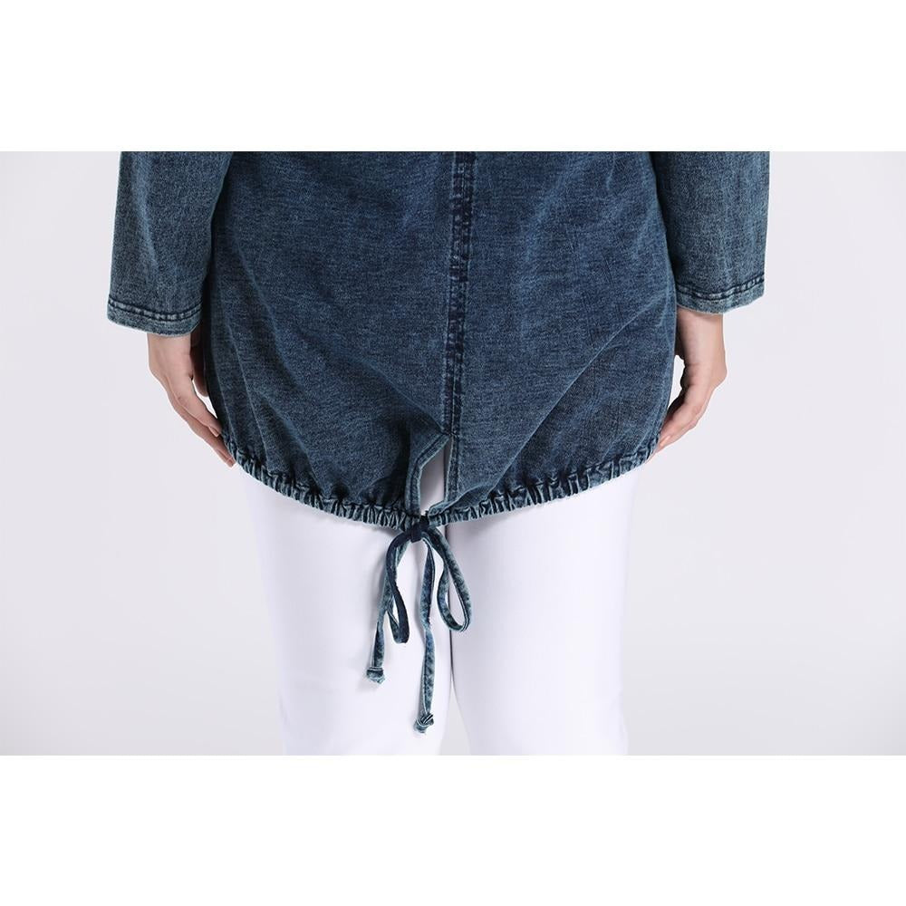 Women's Plus Size Spring Casual Denim Jacket Woman High Flexibility Jacket Hoodie Jacket Shoulder Pads for Clothing