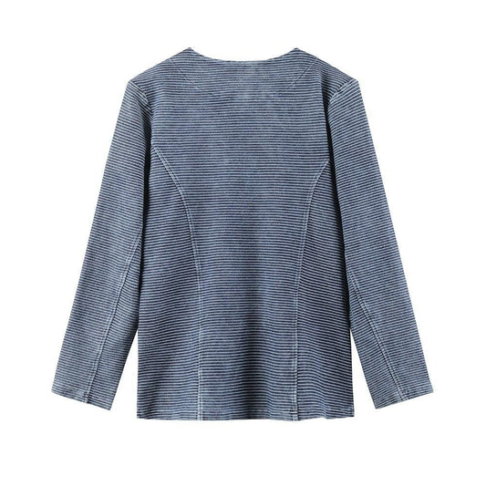 Women's Plus Size Casual Fashion Denim Jacket Premium Stretch Knitted Denim with shoulder pads