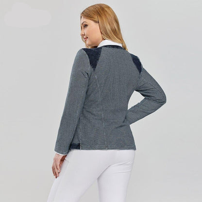 Women's Plus Size Casual Fashion Denim Jacket Premium Stretch Knitted Denim with shoulder pads