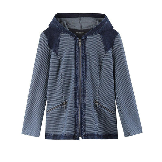 Women's Plus Size Casual Denim Jacket Premium Stretch Knitted Denim with shoulder pads and hat