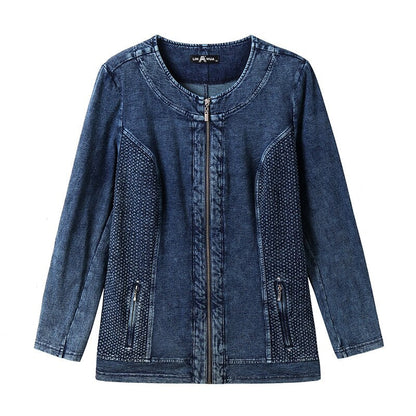 Women's Jacket Plus Size Autumn Casual Denim Jacket  High Flexibility Hoodie Blouses Cotton Knitted Denim Chaquetas