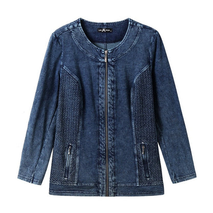 Women's Jacket Plus Size Autumn Casual Denim Jacket  High Flexibility Hoodie Blouses Cotton Knitted Denim Chaquetas