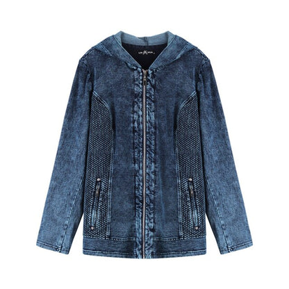 Women's Jacket Plus Size Autumn Casual Denim Jacket  High Flexibility Hoodie Blouses Cotton Knitted Denim Chaquetas
