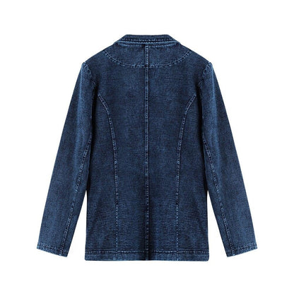 Women's Jacket Plus Size Casual Denim Jacket Premium Stretch Blouses Knitted Denim Chaquetas