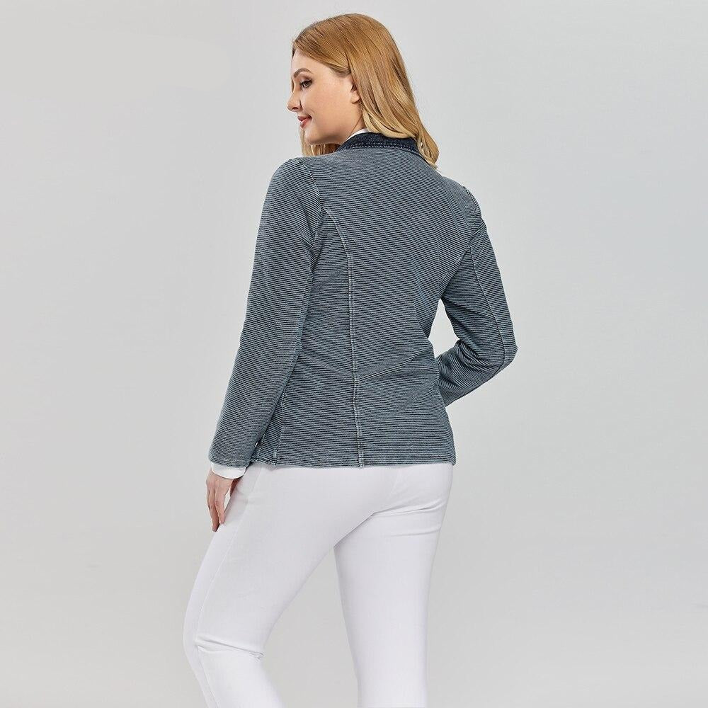 Women's Plus Size Tailored Denim Coat Cotton Knitted  Busine Suit Fashion  Cotton Knitted Jacket