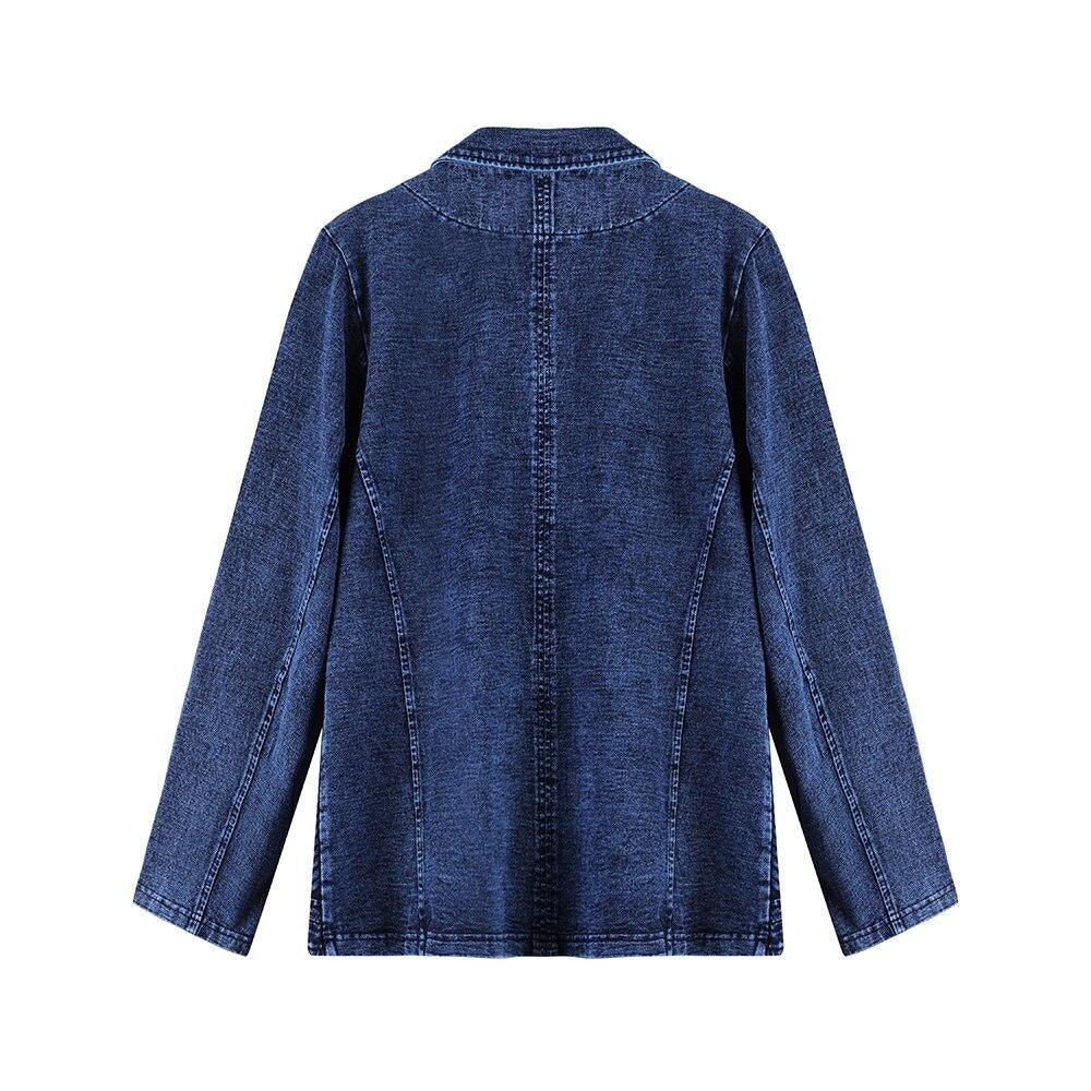 Women's Jacket Plus Size Tailored Denim Jacket Cotton Knitted Busine Suit Blouses Fashion Cotton Knitted Chaquetas