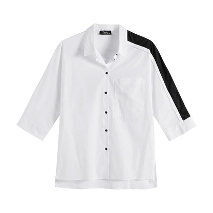 Women's Plus Size Spring Shirt With Elastic Lapel Tie Buttons Casual Printed Character Pattern Blouse