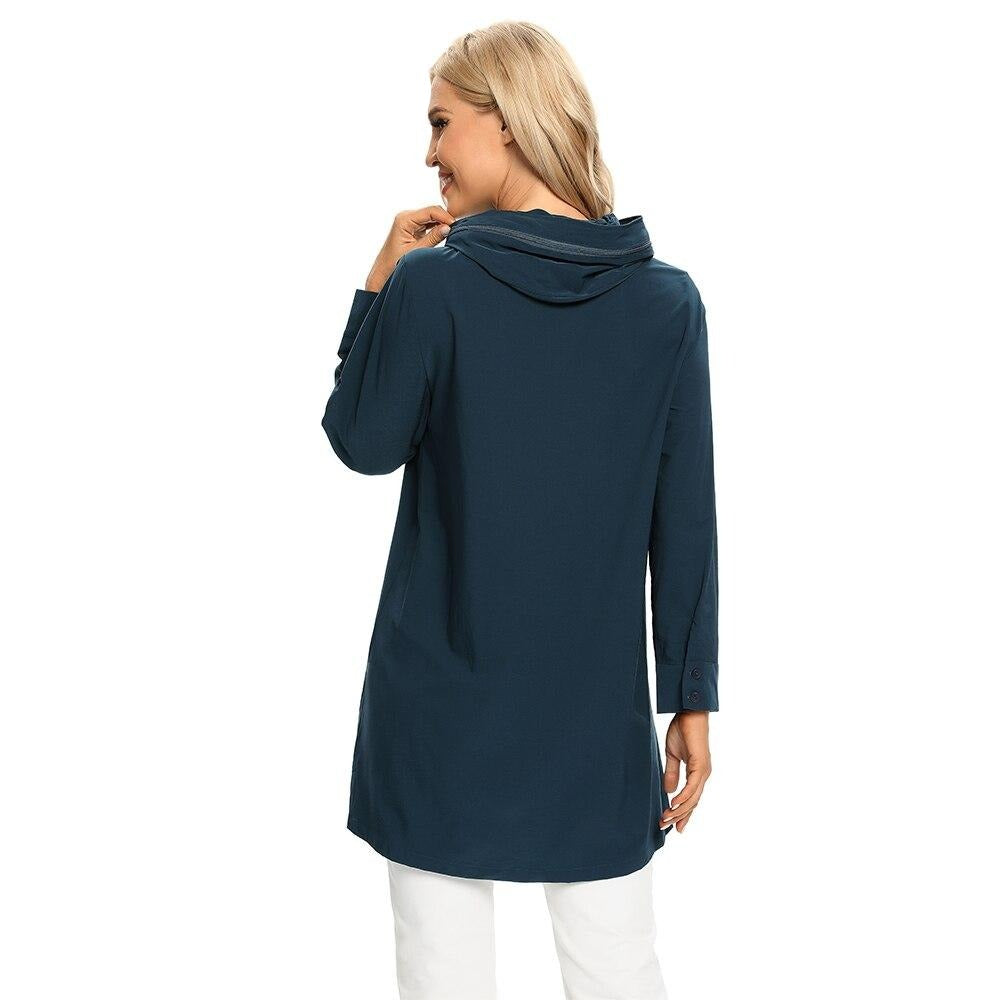 Women's Plus Size Windbreaker Mid-Length Hooded Jacket Spring And Autumn Loose Zipper Print Windbreaker