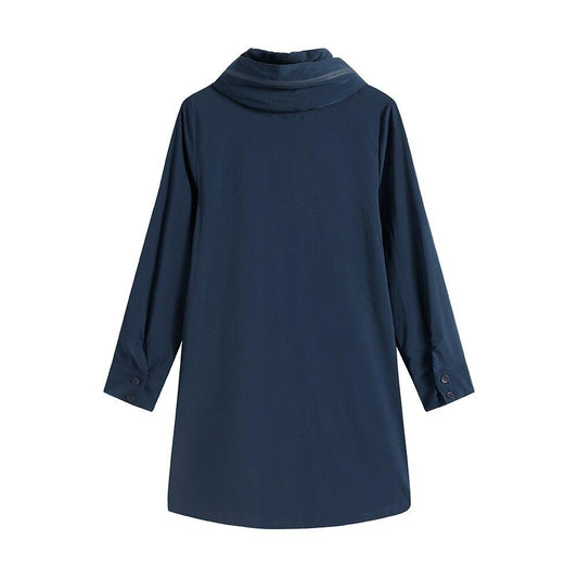 Women's Plus Size Windbreaker Mid-Length Hooded Jacket Spring And Autumn Loose Zipper Print Windbreaker