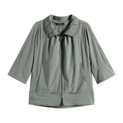 Women's Plus Size Windbreaker Short Lapel Jacket Spring And Autumn Loose Zipper Windbreaker
