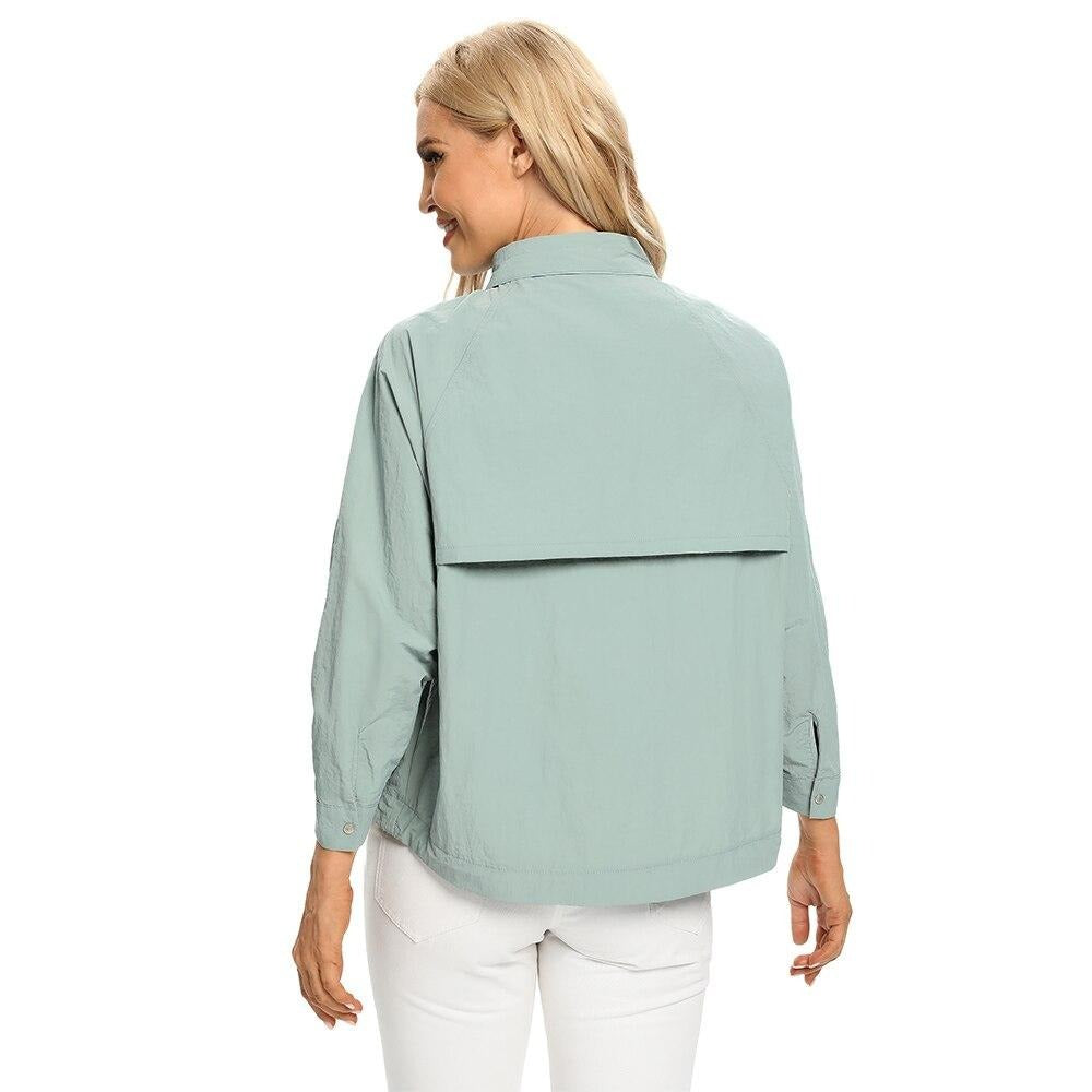 Women's Plus Size Windbreaker Short Lapel Jacket Spring And Autumn Loose Zipper Windbreaker