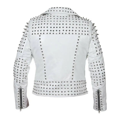 Womens Brando Studded Leather Jacket Plus Size
